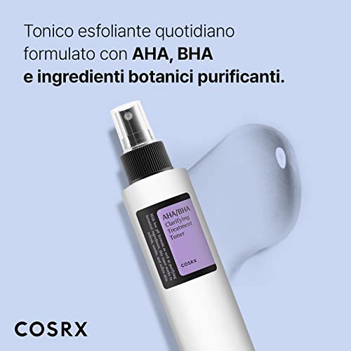 COSRX AHA/BHA Clarifying Treatment Toner | AHA/BHA Chiarificatore Trattamento Tonico spray esfoliante viso per punti bianchi, pori e pelle irregolare, 5.07 fl.oz / 150ml