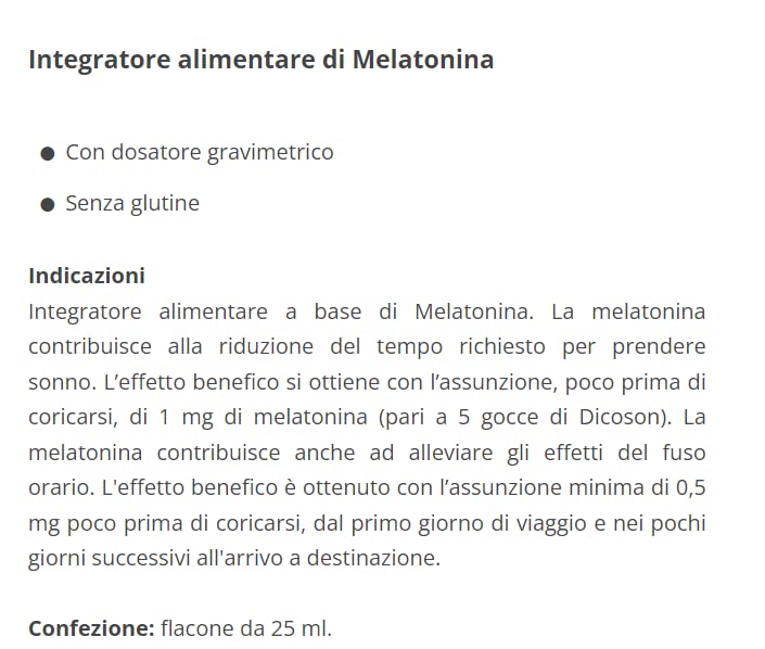 Dicofarm Dicoson Gocce 25 ml - Integratore Alimentare di Melatonina