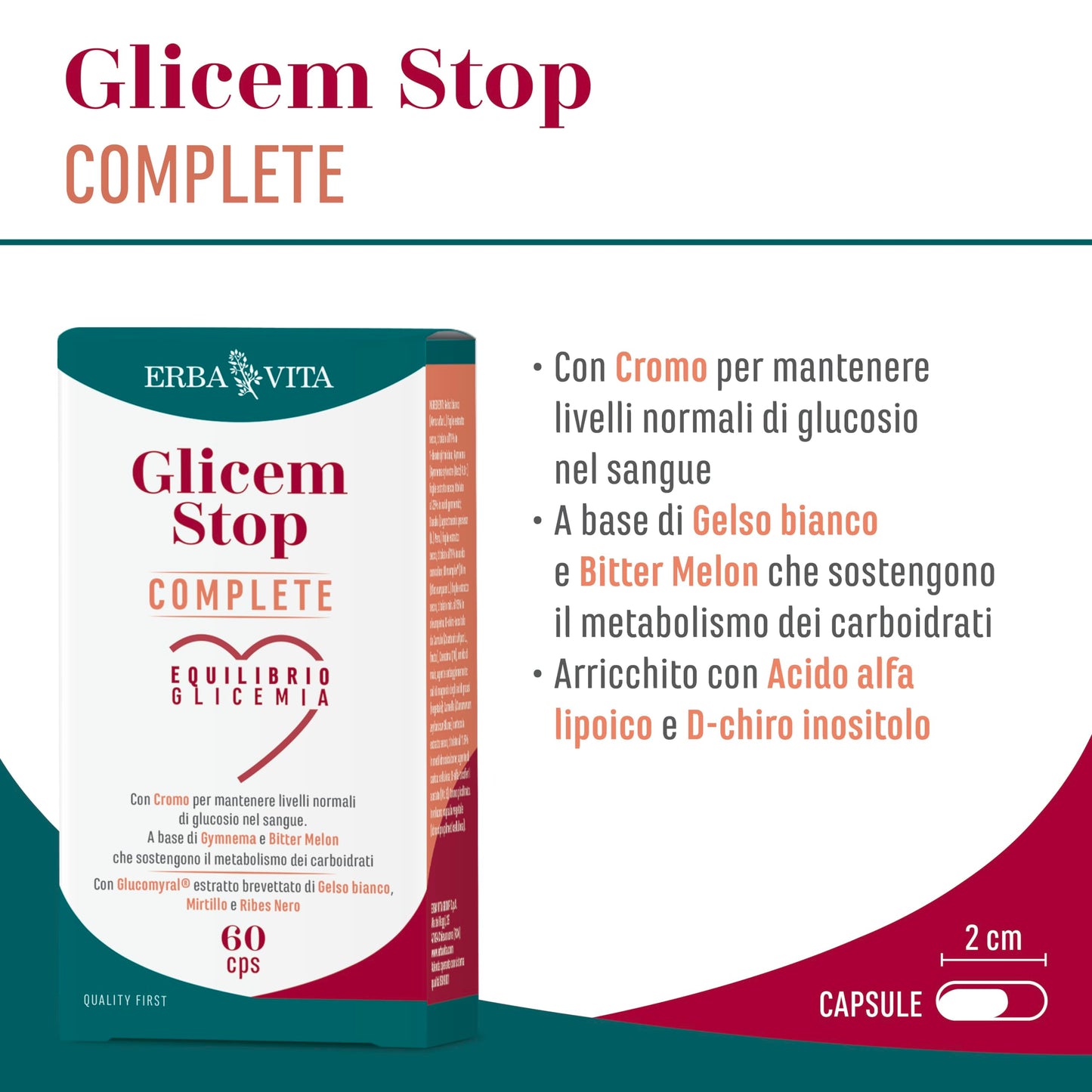 ERBA VITA Glicem Stop Complete integratore alimentare a base di Glucomyral estratto brevettato di Gelso bianco, Mirtillo e Ribes nero per un supporto ideale al tuo benessere