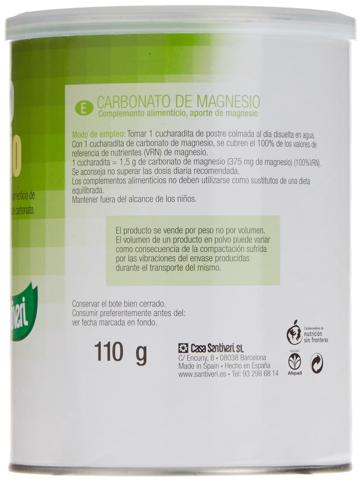 Santiveri Sa 23564 Ibersan Carbonato di Magnesio Polvere