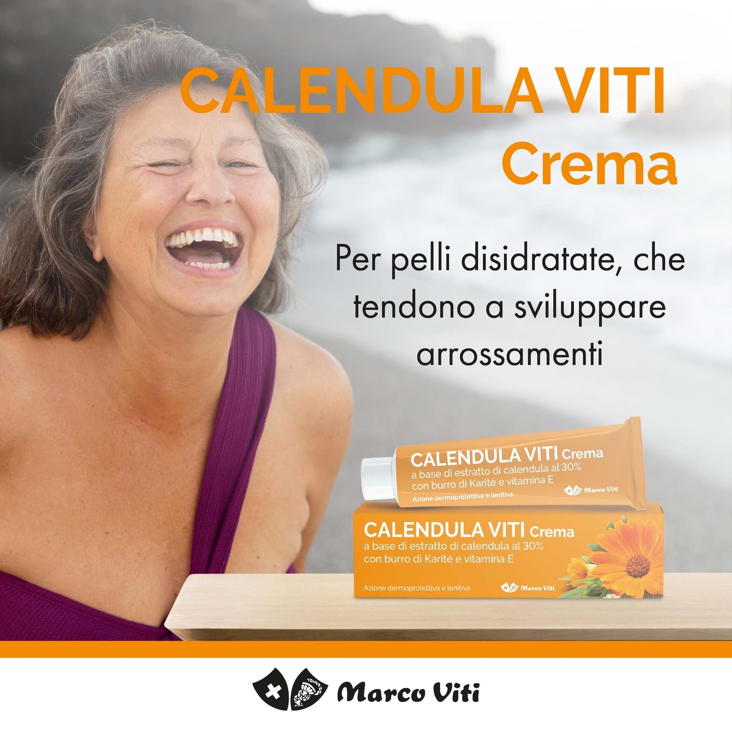 Calendula Viti - Crema Lenitiva, con Estratto di Calendula al 30% e Burro di Karité, Idrata e Protegge, Senza Coloranti, Ideale per Pelli Sensibili, Tubo da 100 ml