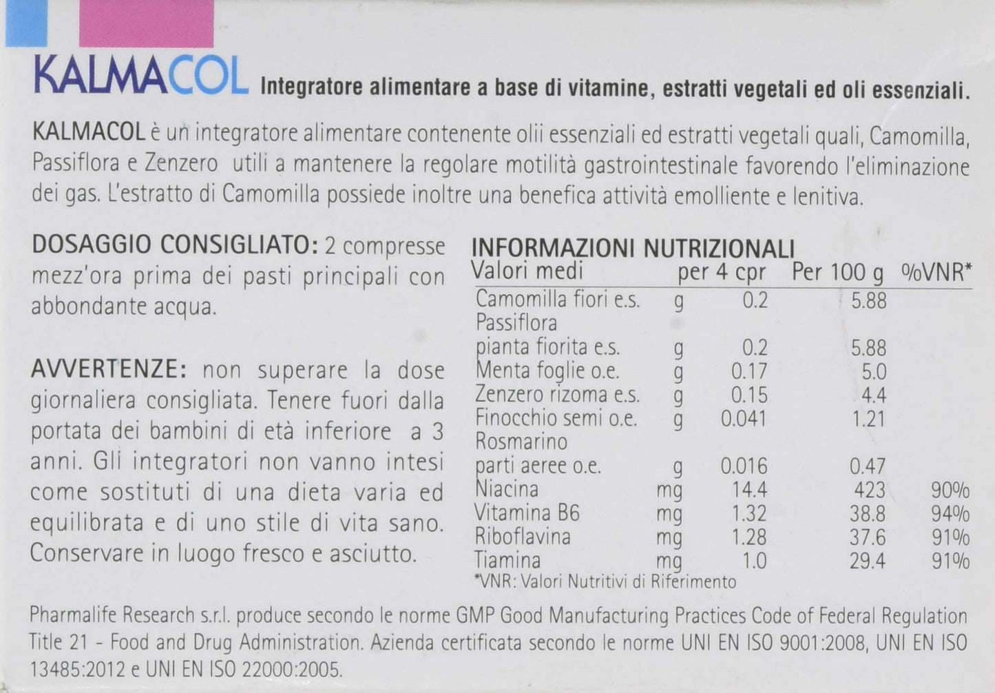 Pharmalife Kalmacol Compresse, 30 Unità, Confezione da 1
