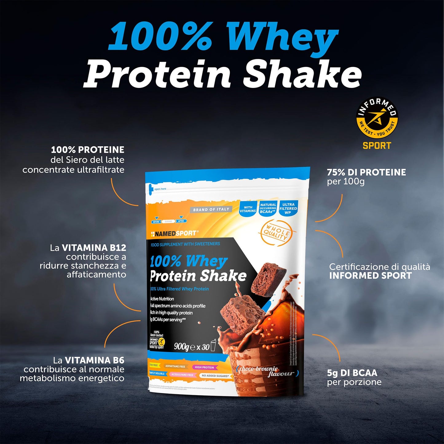 Named Sport 100% Whey Protein Shake Choco-Brownie - 900 Gr