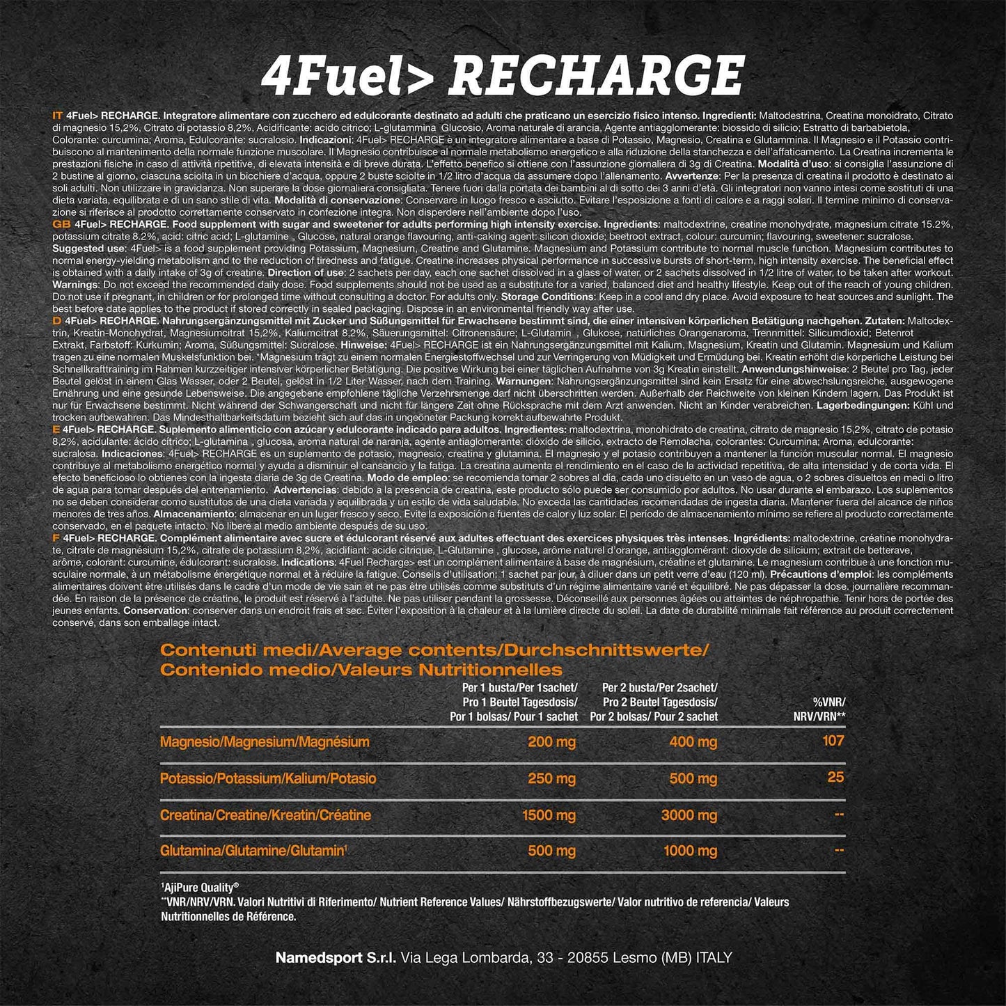 Named 4Fuel Recharge Prodotto Dopo la Prestazione Sportiva, 14 Bustine