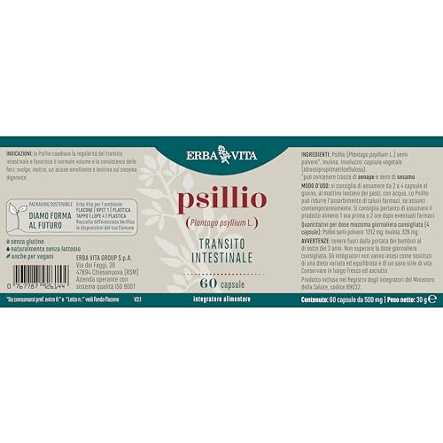 ERBA VITA Integratore Alimentare Di Psillio - 60 Capsule