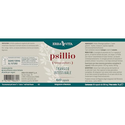ERBA VITA Integratore Alimentare Di Psillio - 60 Capsule