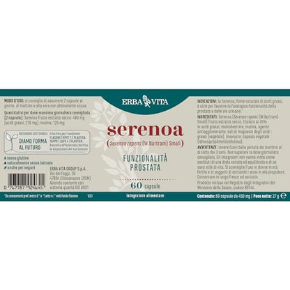 ERBA VITA Integratore Alimentare di Serenoa, 60 Capsule, per Salute della prostata