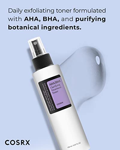 COSRX AHA/BHA Clarifying Treatment Toner | AHA/BHA Chiarificatore Trattamento Tonico spray esfoliante viso per punti bianchi, pori e pelle irregolare, 5.07 fl.oz / 150ml