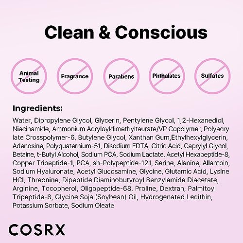 COSRX 6X Peptide Collagen Booster Toner Serum 150mL/5.07 Fl.Oz, Essenza viso potenziatrice del rinnovamento cutaneo, Niacinamide e Acido Ialuronico per tutti i tipi di pelle, skincare coreana