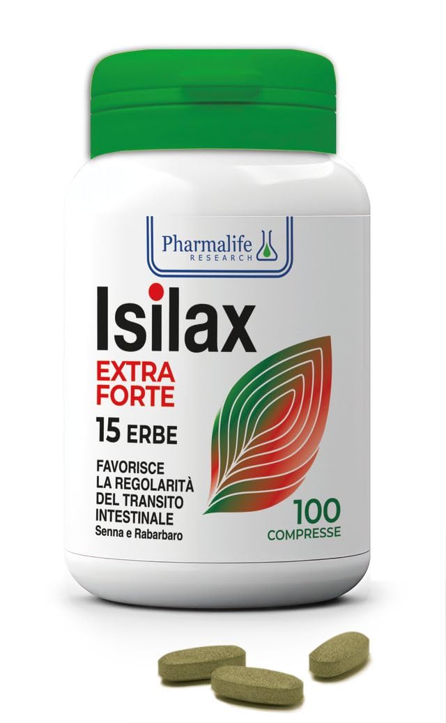 Pharmalife Isilax Extra Forte Integratore con 15 Erbe 100 Compresse - Favorisce la Regolarità del Transito Intestinale