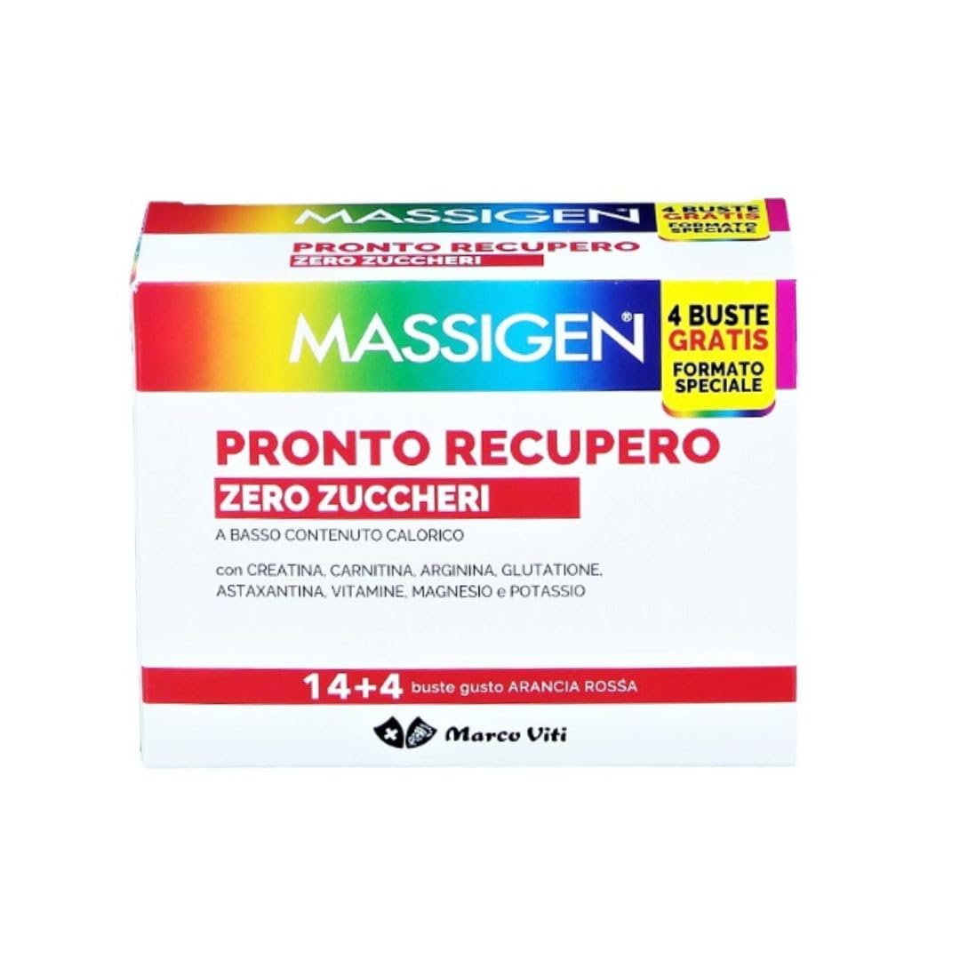 Massigen Pronto Recupero, Zero Zuccheri - 14+4 Buste, Totale: 18 Buste