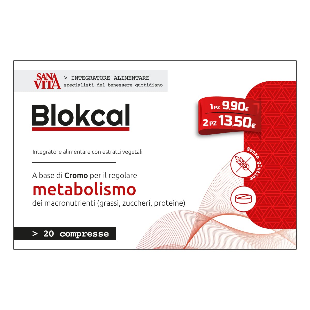 SANAVITA BLOKCAL 20 COMPRESSE INTEGRATORE PER METABOLISMO 50035