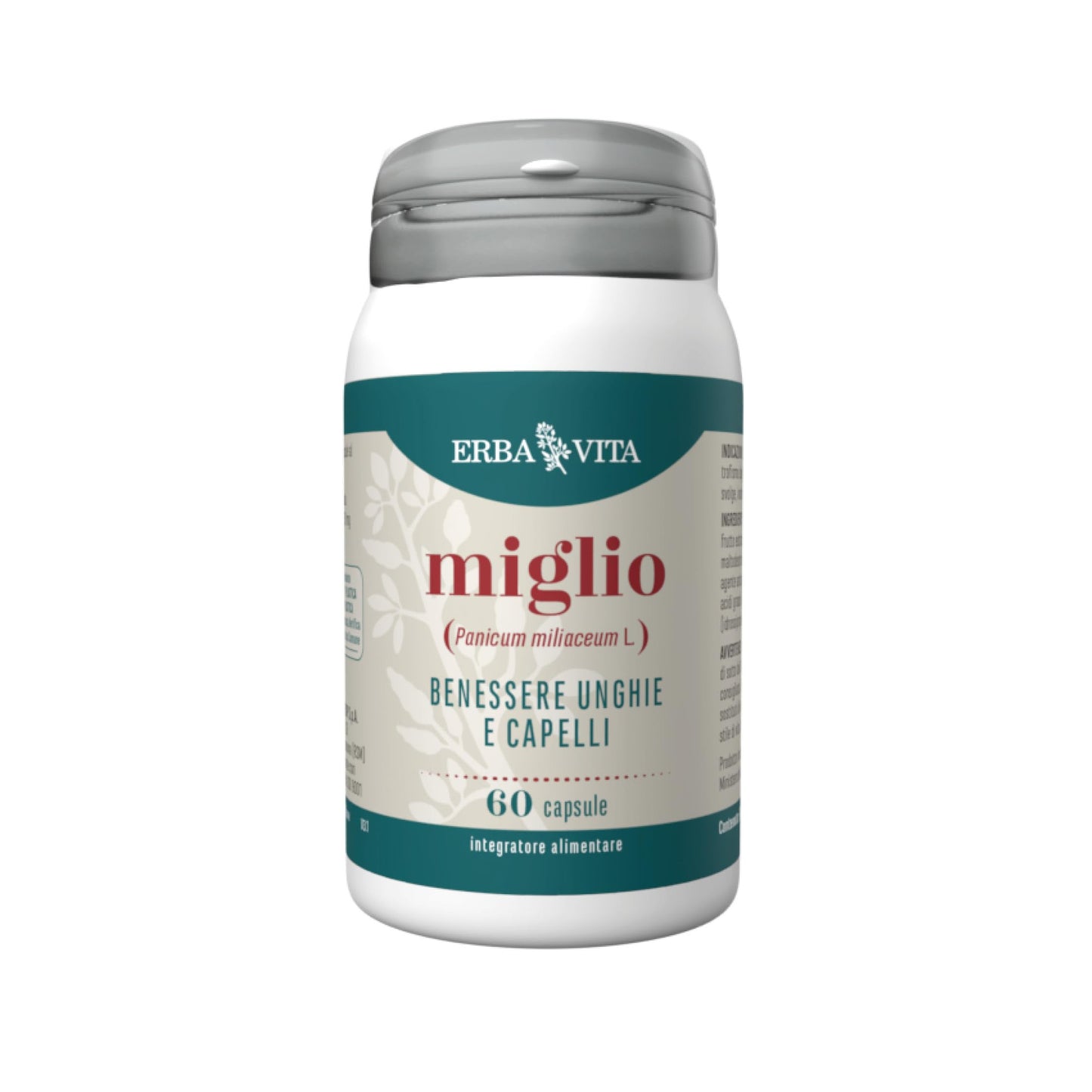 ERBA VITA Integratore Alimentare di Miglio - 60 Capsule - Formula potenziata utile per capelli e unghie