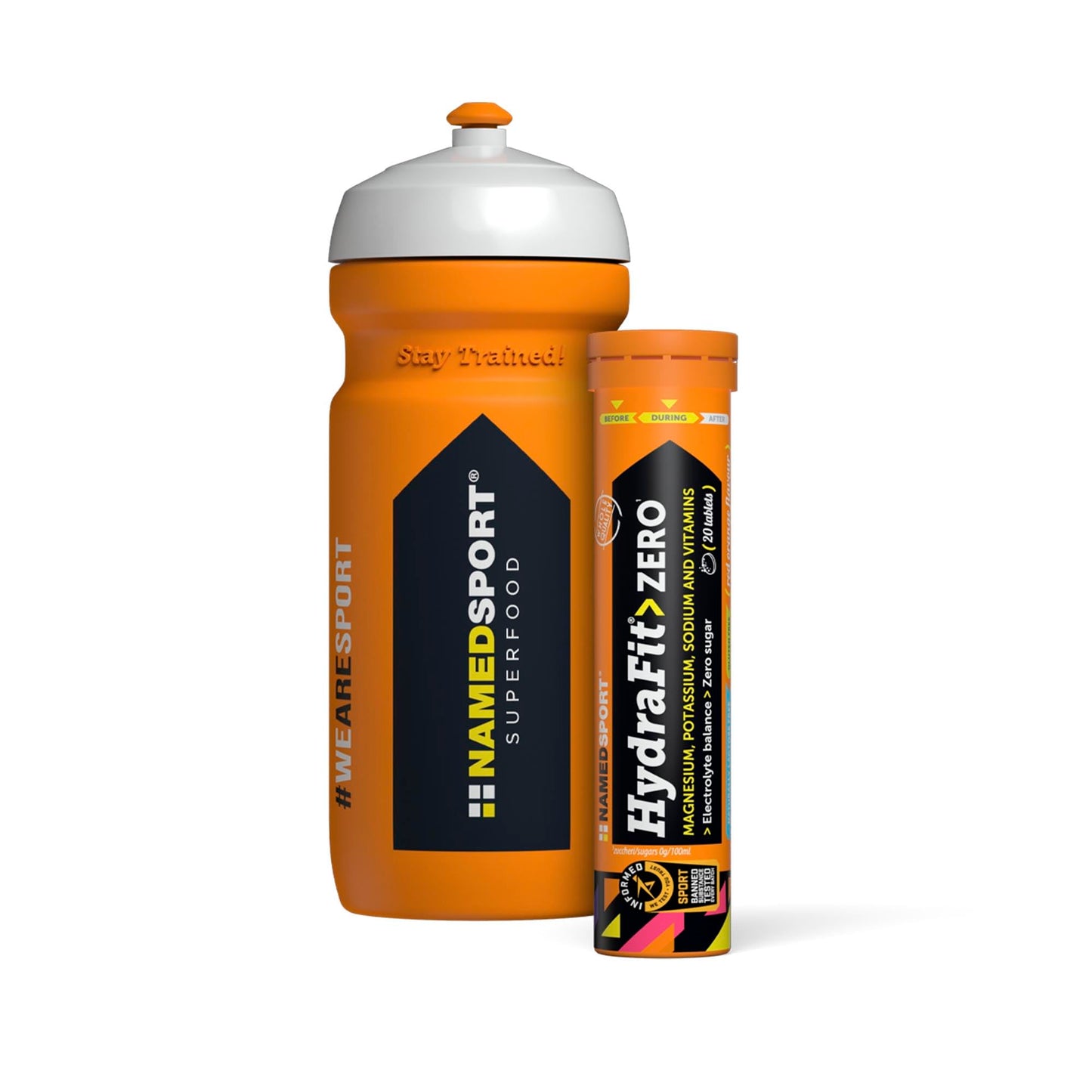 NAMEDSPORT HydraFit> ZERO – Compresse Effervescenti con Elettroliti e Vitamine, Senza Zuccheri e Calorie – 9 Confezioni da 20 Compresse (Totale 180 Compresse) – Gusto Arancia Rossa