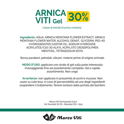 Arnica Viti - Gel Forte, 100 ml, Lenitivo con Arnica Montana al 30%, Sollievo Rapido per Dolori Muscolari e Articolari, Senza Parabeni
