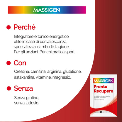 MASSIGEN Pronto Recupero Integratore Alimentare in Polvere - creatina, carnitina, arginina