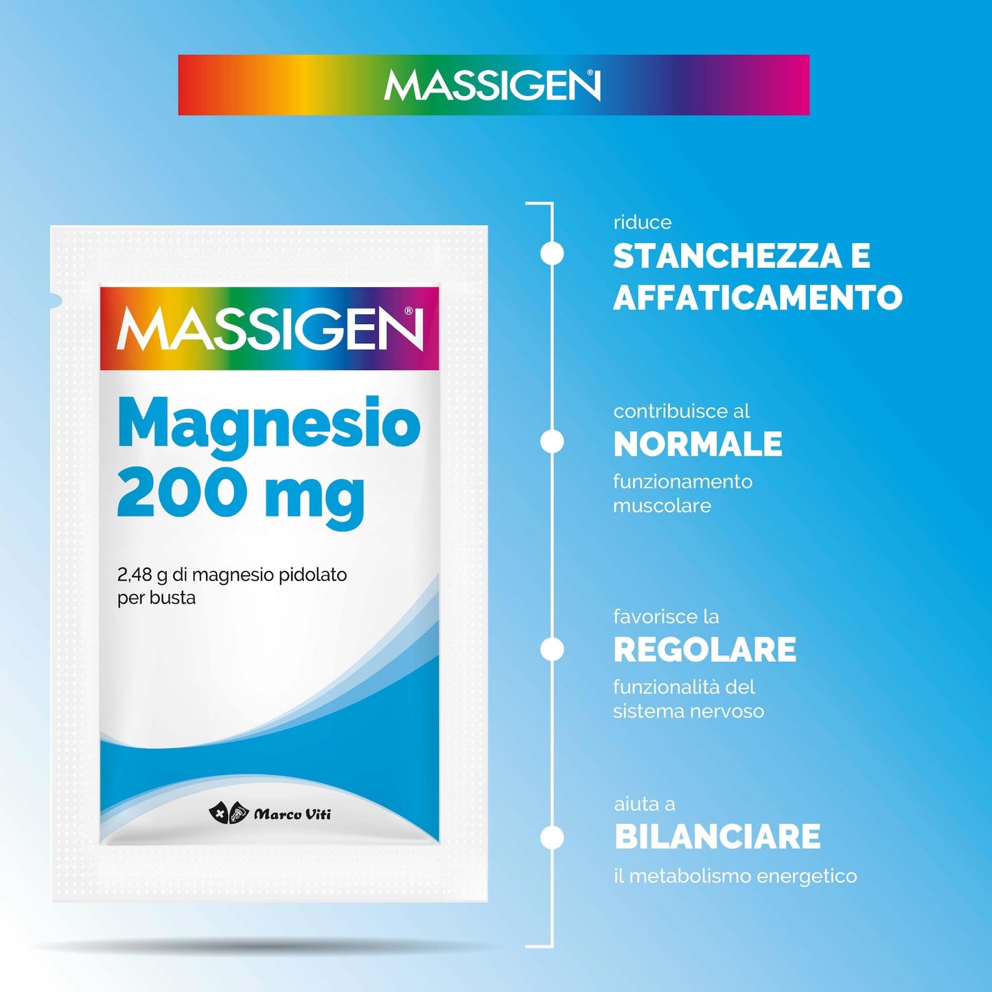 MASSIGEN Integratore Alimentare Magnesio, Aroma Limone, 20 Buste