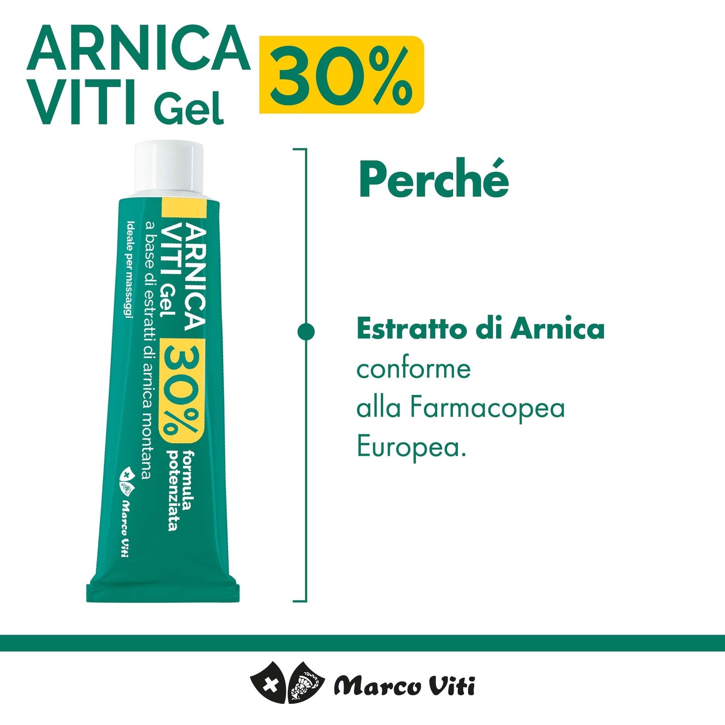 Arnica Viti - Gel Forte, 100 ml, Lenitivo con Arnica Montana al 30%, Sollievo Rapido per Dolori Muscolari e Articolari, Senza Parabeni