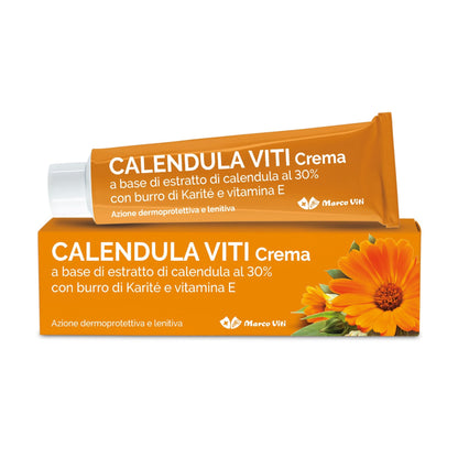 Calendula Viti - Crema Lenitiva, con Estratto di Calendula al 30% e Burro di Karité, Idrata e Protegge, Senza Coloranti, Ideale per Pelli Sensibili, Tubo da 100 ml