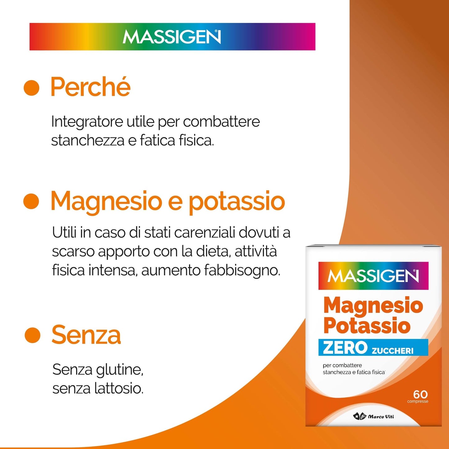 Massigen - Magnesio e Potassio Senza Zucchero, 60 Capsule, Integratore per Equilibrio Elettrolitico, Combatte Stanchezza e Fatica Fisica