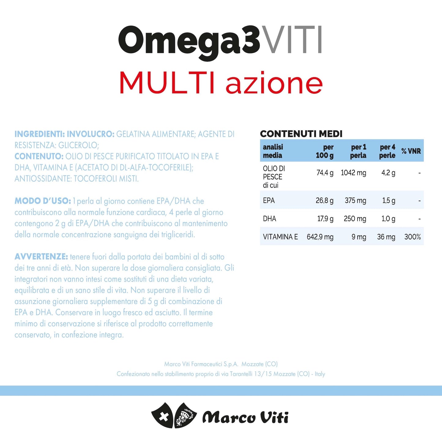 Omega3 Multi Azione, Integratore di Acidi Grassi Essenziali per Salute Cardiovascolare e Benessere Cardiovascolare e Cerebrale, 60 Perle Softgel da 1.4 g.