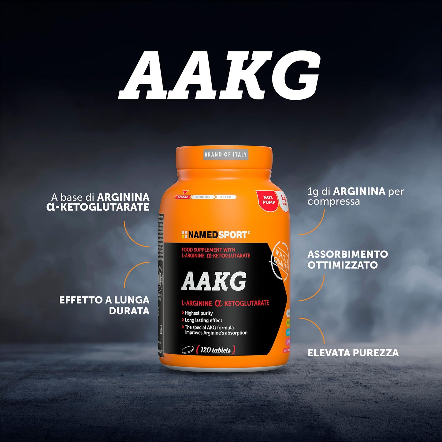 Named 54176 Aakg, Integratore Alimentare a Base di Arginina Alfa-Chetoglutarato, 120 compresse