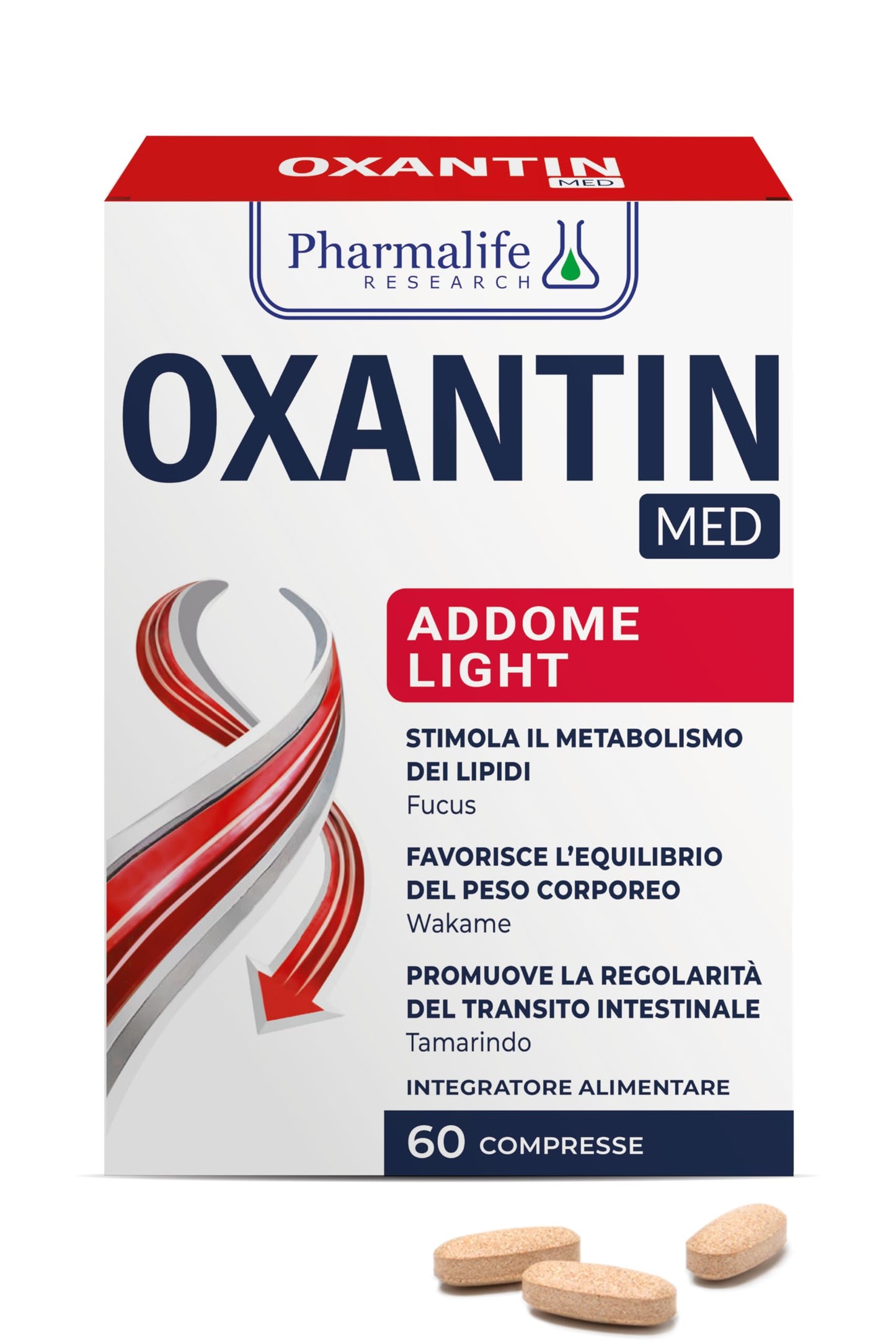 Pharmalife Oxantin Med Addome Light 60 Compresse - Integratore Alimentare con Inulina, Tamarindo, Aloe, Fucus e Wakame