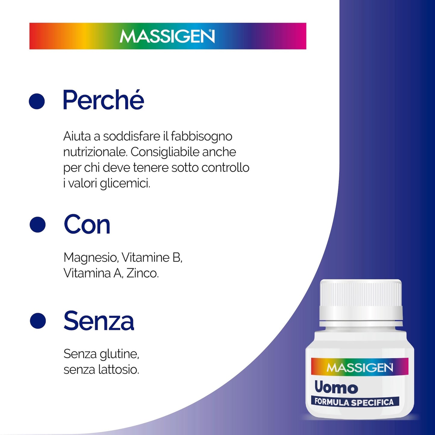 Massigen - Uomo, Formula Specifica, Integratore Multivitaminico e Multiminerale per Vitalità Maschile, Sostiene il Sistema Immunitario, con Magnesio e Zinco, 30 Compresse
