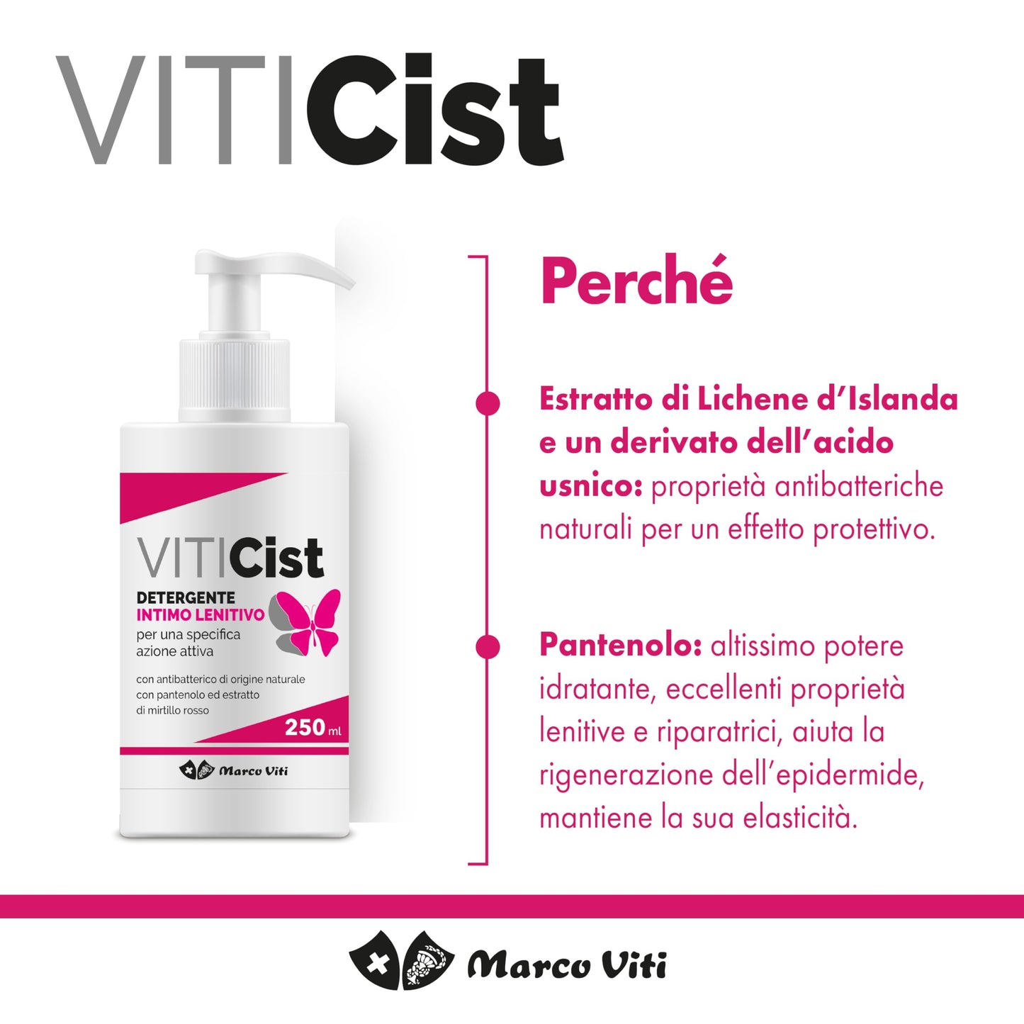 Viticist - Detergente Intimo Lenitivo, con Lichene d’Islanda e Pantenolo, Protegge la Barriera Cutanea, Azione Idratante e Lenitiva, Flacone da 250 ml