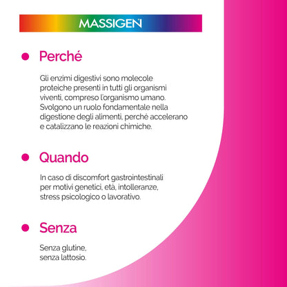 Massigen gonfiore integratore alimentare favorisce la digestione x20 capsule