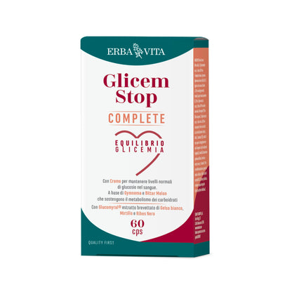 ERBA VITA Glicem Stop Complete integratore alimentare a base di Glucomyral estratto brevettato di Gelso bianco, Mirtillo e Ribes nero per un supporto ideale al tuo benessere