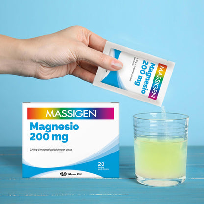 MASSIGEN Integratore Alimentare Magnesio, Aroma Limone, 20 Buste