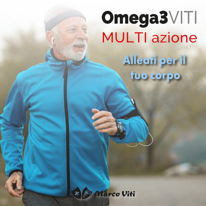 Omega3 Multi Azione, Integratore di Acidi Grassi Essenziali per Salute Cardiovascolare e Benessere Cardiovascolare e Cerebrale, 60 Perle Softgel da 1.4 g.
