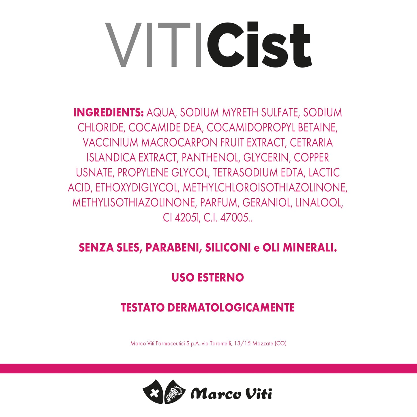 Viticist - Detergente Intimo Lenitivo, con Lichene d’Islanda e Pantenolo, Protegge la Barriera Cutanea, Azione Idratante e Lenitiva, Flacone da 250 ml