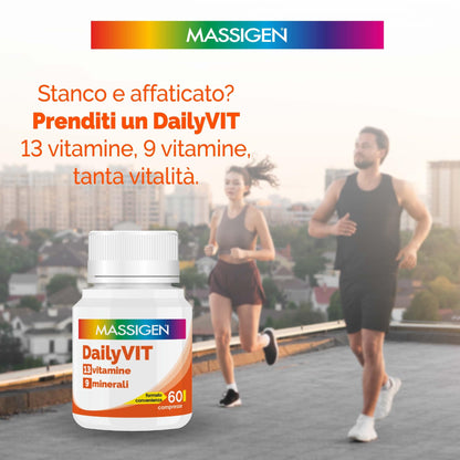 DailiVIT+ - Integratore Multivitaminico, con 13 Vitamine e 9 Minerali, Supporto Energetico e Immunitario, perfetto per Stanchezza e Recupero Fisico, 60 Compresse da 1.2 g