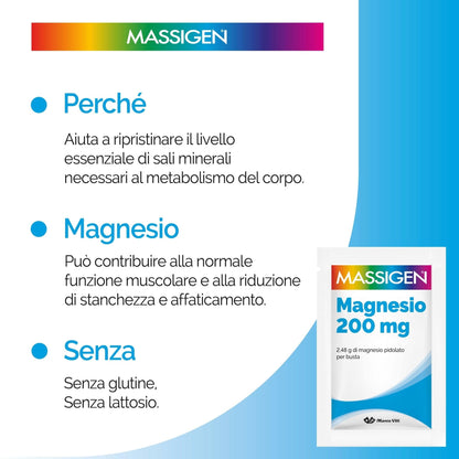 MASSIGEN Integratore Alimentare Magnesio, Aroma Limone, 20 Buste