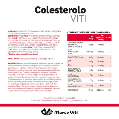 Colesterolo Viti, Integratore per il Metabolismo dei Lipidi, con Estratto di Olivo e Polifenoli, 90 Perle Soft Gel da 680 mg, Senza Glutine
