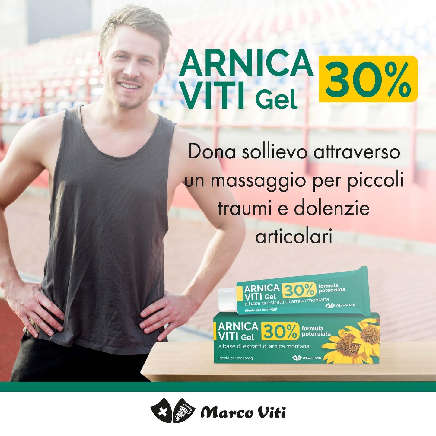 Arnica Viti - Gel Forte, 100 ml, Lenitivo con Arnica Montana al 30%, Sollievo Rapido per Dolori Muscolari e Articolari, Senza Parabeni