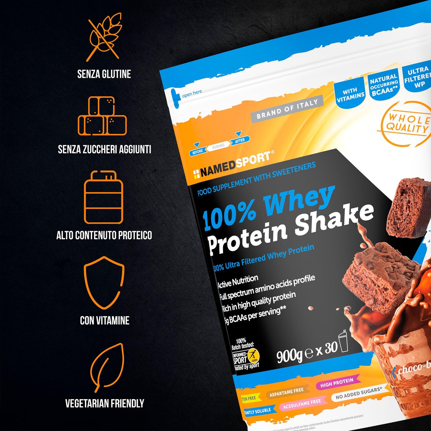 Named Sport 100% Whey Protein Shake Choco-Brownie - 900 Gr
