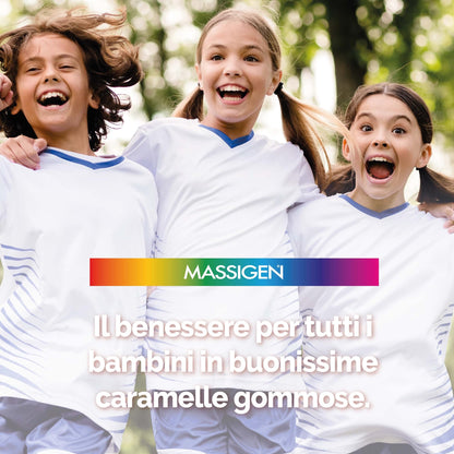 Massigen - C Gummy, 60 Caramelle da 3,3 g, Integratore Alimentare con Vitamina C, Vitamine Gommose per Bambini 4-14 Anni, Gusto Arancia, Ideale per Sistema Immunitario e Nervoso