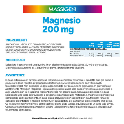 MASSIGEN Integratore Alimentare Magnesio, Aroma Limone, 20 Buste