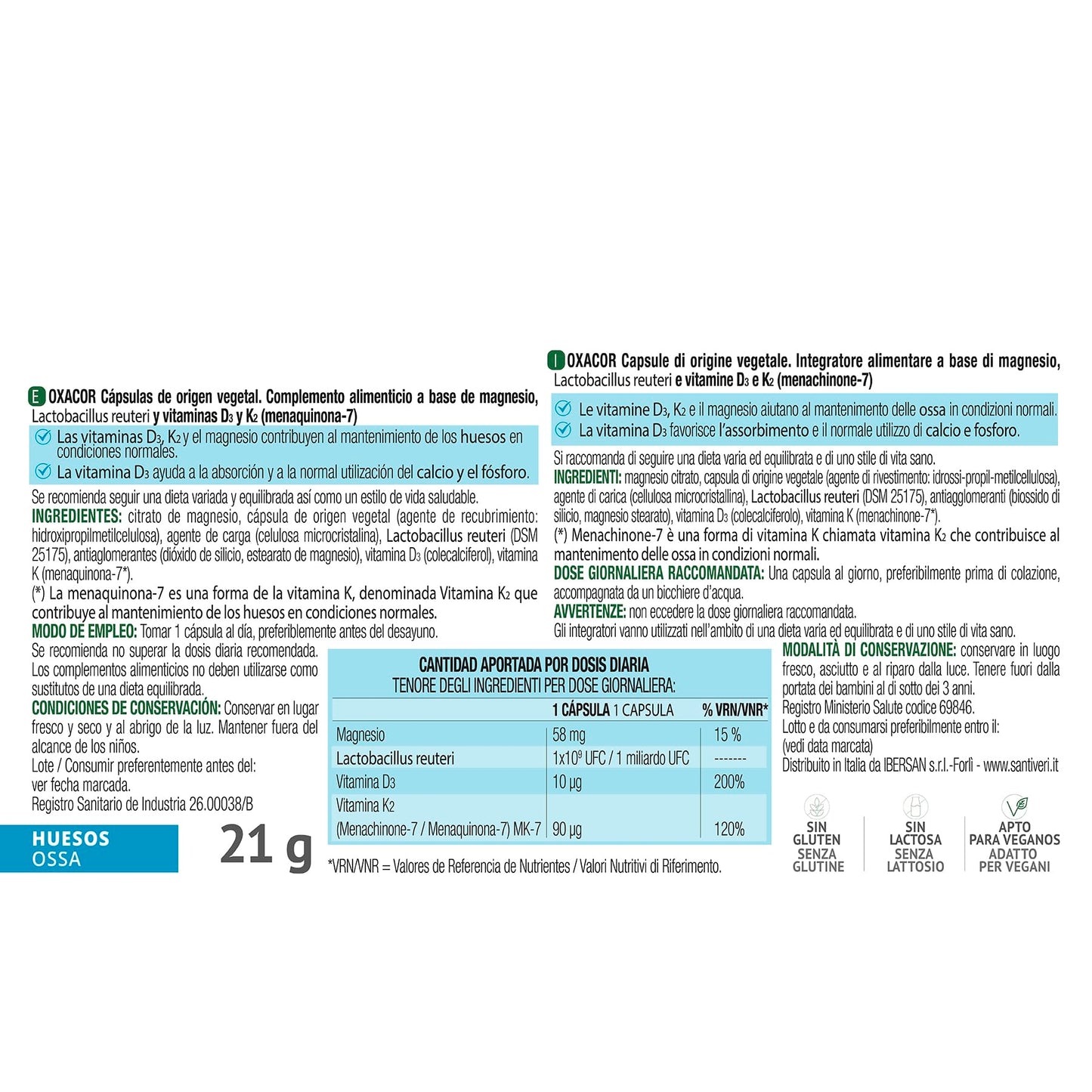 Santiveri - Oxacor K2 Cibo Supplemento Capsula - 40 Capsula, 40 unità, 1