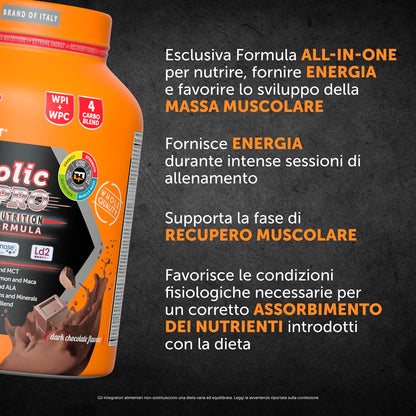 NAMEDSPORT ANABOLIC MASS PRO, Proteine in Polvere al Gusto Cioccolato, Proteine Isolate e Concentrate del Siero del Latte, per Crescita e al Mantenimento di Massa Muscolare, Brand of Italy, 1,6 kg