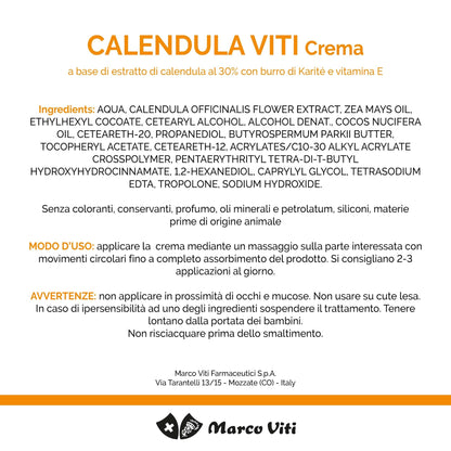 Calendula Viti - Crema Lenitiva, con Estratto di Calendula al 30% e Burro di Karité, Idrata e Protegge, Senza Coloranti, Ideale per Pelli Sensibili, Tubo da 100 ml