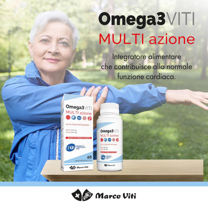 Omega3 Multi Azione, Integratore di Acidi Grassi Essenziali per Salute Cardiovascolare e Benessere Cardiovascolare e Cerebrale, 60 Perle Softgel da 1.4 g.
