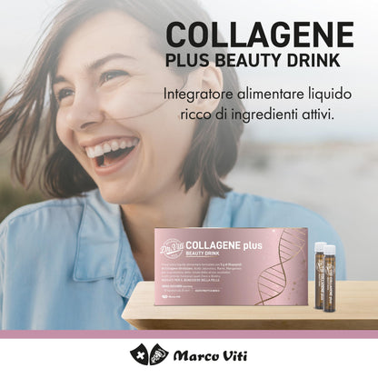 Dr. Viti Milano 1933 - Collagene Beauty Drink Plus, Integratore con Collagene e Acido Ialuronico, Per Idratare e Ricompattare la Pelle, 10 Flaconcini da 25 ml