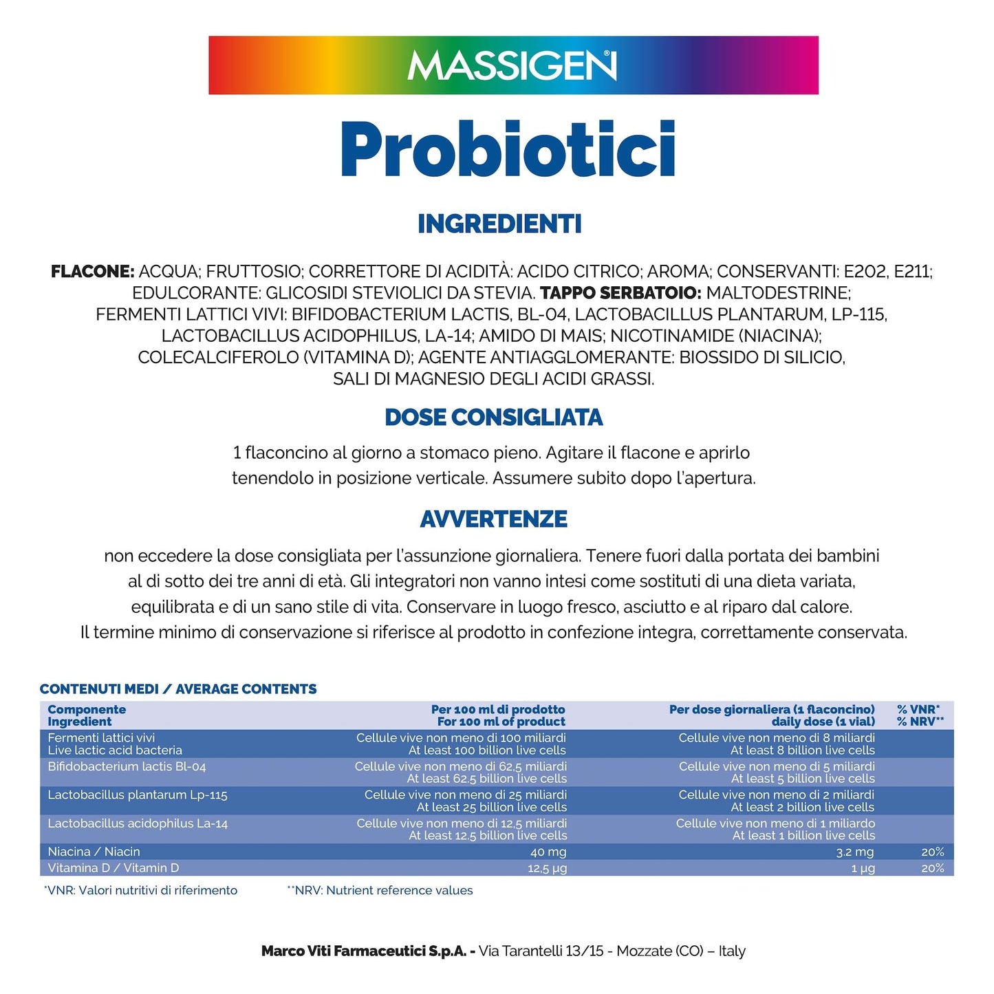 MASSIGEN Probiotici, Liquido