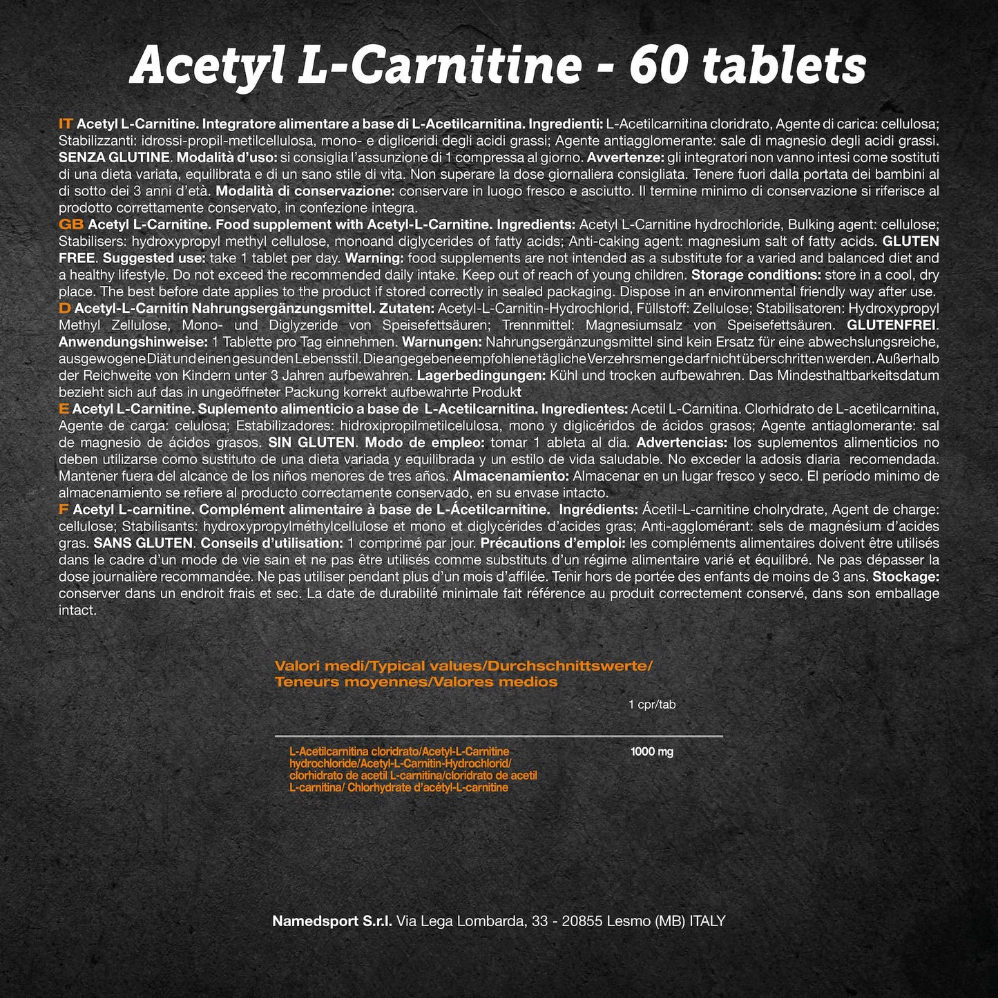 NAMEDSPORT SUPERFOOD Acetil L-Carnitina - Compresse - 60 Cpr - 86 g
