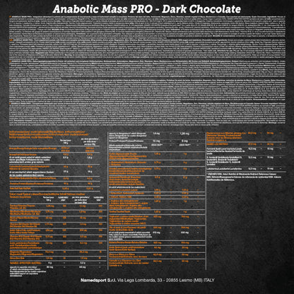 NAMEDSPORT ANABOLIC MASS PRO, Proteine in Polvere al Gusto Cioccolato, Proteine Isolate e Concentrate del Siero del Latte, per Crescita e al Mantenimento di Massa Muscolare, Brand of Italy, 1,6 kg